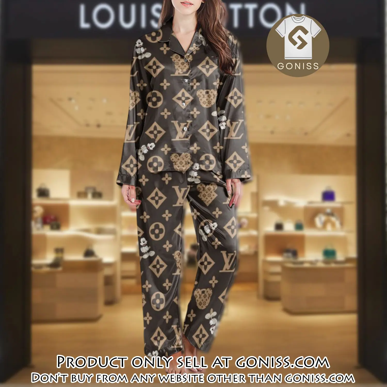Lv monogram long satin pajama set pjs1030 gn1216908